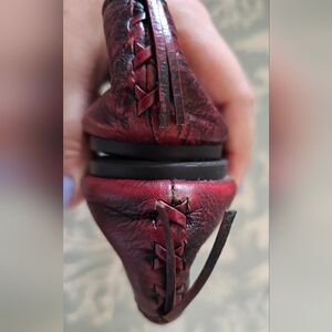 Frye Regina Burnt Red Leather Flats With Braided Detail EUC No Box Size 9